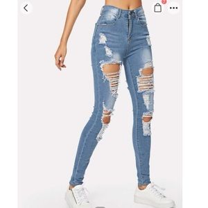Shein Distressed High Waisted Jeans